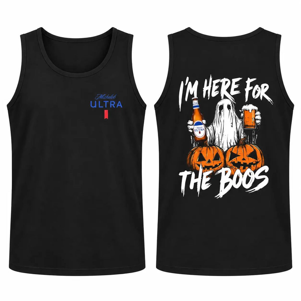 Men's 230gsm Heavyweight Pure Cotton Casual Streetwear Graphic Tee - Vintage Washed Ghost Double-Print Short-Sleeve Round Neck, Unisex Halloween Top, Black Men's Graphic Tees