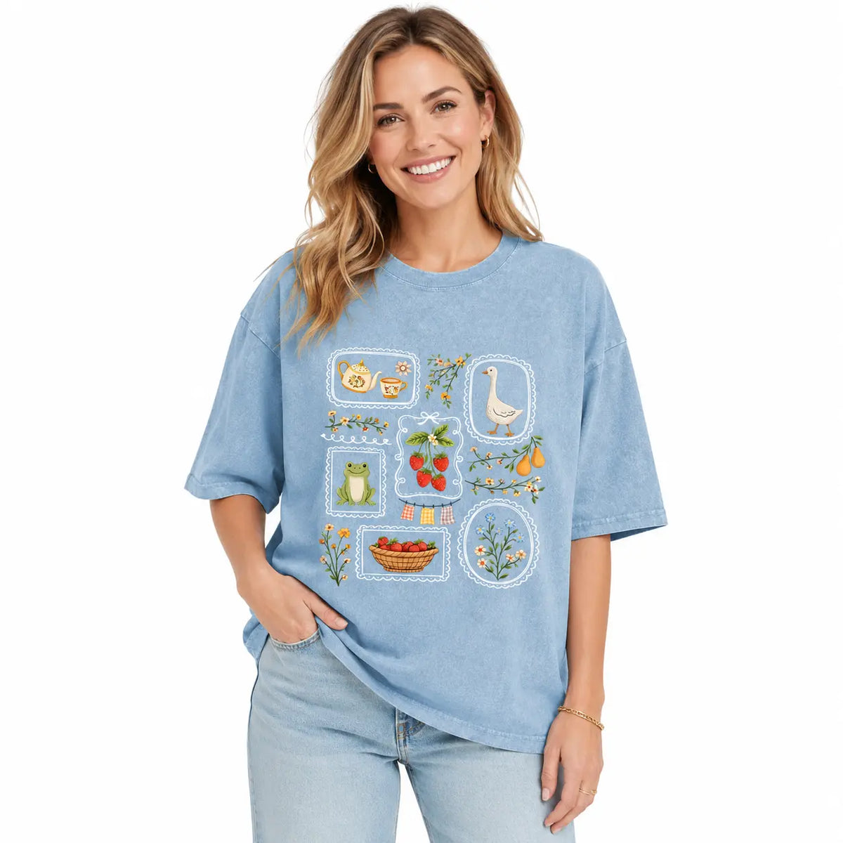 Holafish Women's Pure Cotton Graphic T-Shirt - Vintage Acid Wash Oversize Tee (S-5XL), Plus Size Casual Top with Retro Streetwear Attitude, Sport to Street Shirts for Women Back to School, Graphic Tees Women, Basic