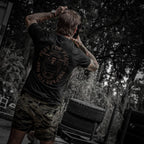 COMBAT IRON Men's Soft Cotton Graphic T-Shirt - Short-Sleeve, Round Neck, Tapered Athletic Menswear Top with "Pray For Peace. Prepare For War." Print, Comfortable Fabric