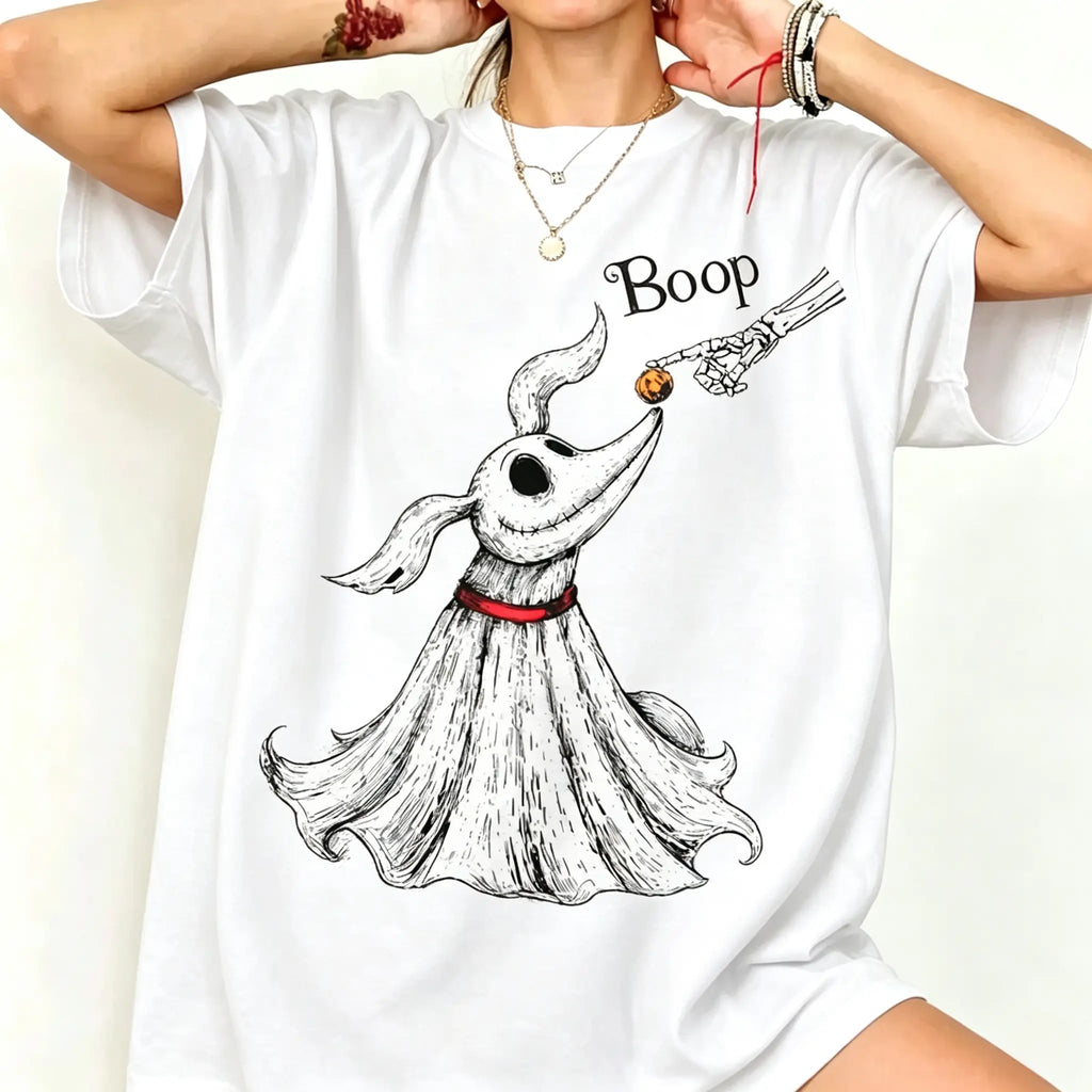 Zero Dog Boop Skeleton Hand Funny T-Shirt, Halloween Trip Tee, Nightmare Before Christmas Matching Shirt