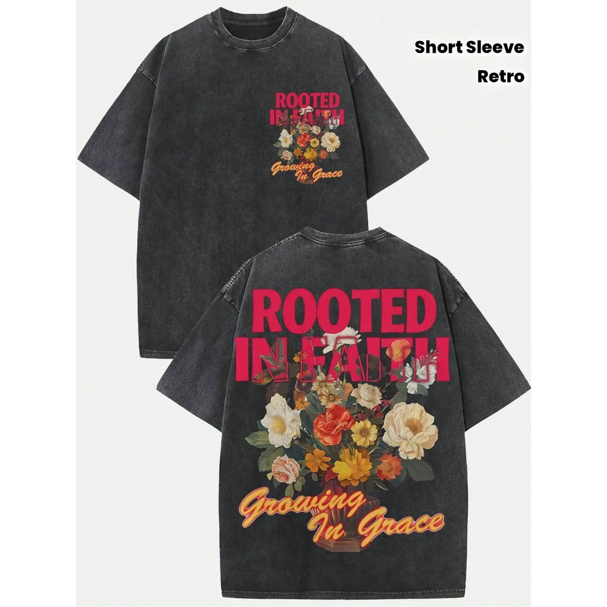 Women's Vintage Washed 230gsm Heavyweight Round Neck Short Sleeve Graphic Shirt, Soft Retro Print Clothes, Breathable Layerable Streetwear, Casual Summer Shirts for Women