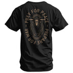 COMBAT IRON Men's Soft Cotton Graphic T-Shirt - Short-Sleeve, Round Neck, Tapered Athletic Menswear Top with "Pray For Peace. Prepare For War." Print, Comfortable Fabric