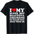 Men's Cotton Round Neck Short-Sleeve Graphic Tee - Casual Soft Men's Wear Top with Classic "I Love My Super Hot Girlfriend" Meme Print, Comfortable Male Clothing, Valentine's Day Mens Gifts for Outdoor Summer Use, Men's T Shirts, Meme Shirts