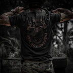 COMBAT IRON Men's Soft Cotton Graphic T-Shirt - Short-Sleeve, Round Neck, Tapered Athletic Menswear Top with "Pray For Peace. Prepare For War." Print, Comfortable Fabric