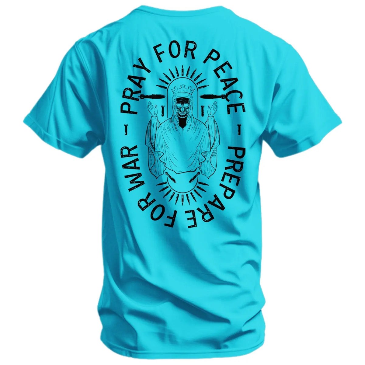 COMBAT IRON Men's Soft Cotton Graphic T-Shirt - Short-Sleeve, Round Neck, Tapered Athletic Menswear Top with "Pray For Peace. Prepare For War." Print, Comfortable Fabric