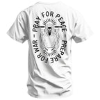 COMBAT IRON Men's Soft Cotton Graphic T-Shirt - Short-Sleeve, Round Neck, Tapered Athletic Menswear Top with "Pray For Peace. Prepare For War." Print, Comfortable Fabric