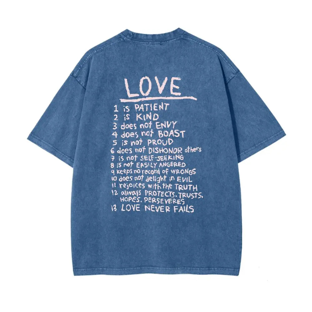 Women's Unisex Fit Round Neck Christian "Love Like Jesus" Hot Stamping Love Message Print Washed Cotton T-Shirt - Casual Fashion Apparel, Lightweight Breathable Short Sleeve Daily Wear Top