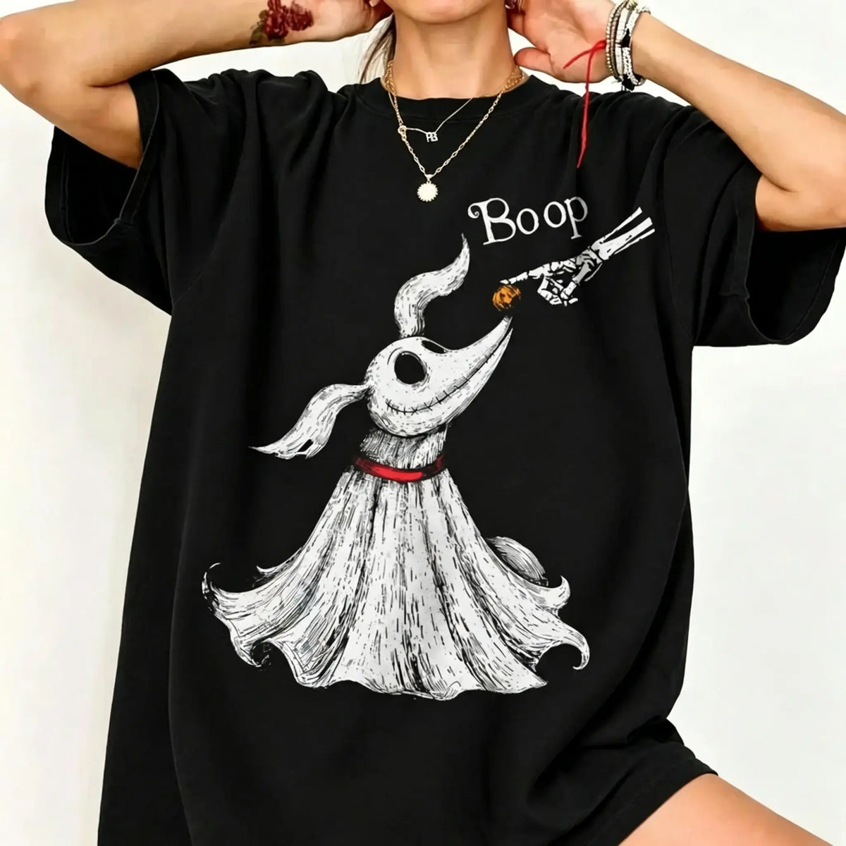 Zero Dog Boop Skeleton Hand Funny T-Shirt, Halloween Trip Tee, Nightmare Before Christmas Matching Shirt