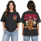 Women's Vintage Washed 230gsm Heavyweight Round Neck Short Sleeve Graphic Shirt, Soft Retro Print Clothes, Breathable Layerable Streetwear, Casual Summer Shirts for Women