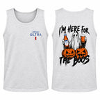 Men's 230gsm Heavyweight Pure Cotton Casual Streetwear Graphic Tee - Vintage Washed Ghost Double-Print Short-Sleeve Round Neck, Unisex Halloween Top, Black Men's Graphic Tees